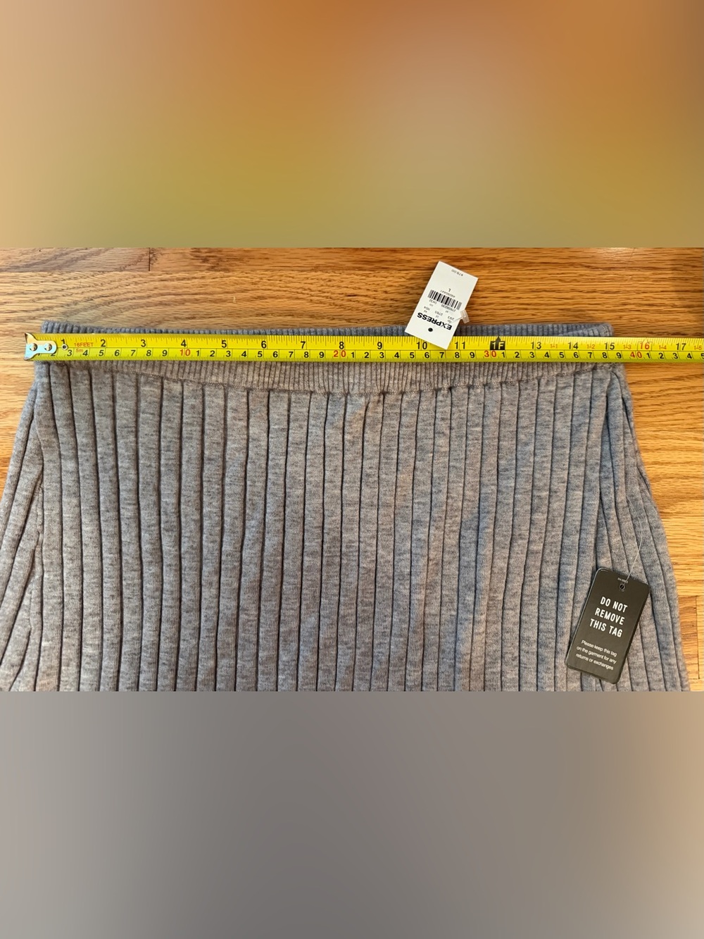 Express Gray Ribbed Knit Maxi Sweater Skirt Women’s Large NWT Stretch A-Line - Picture 10 of 10